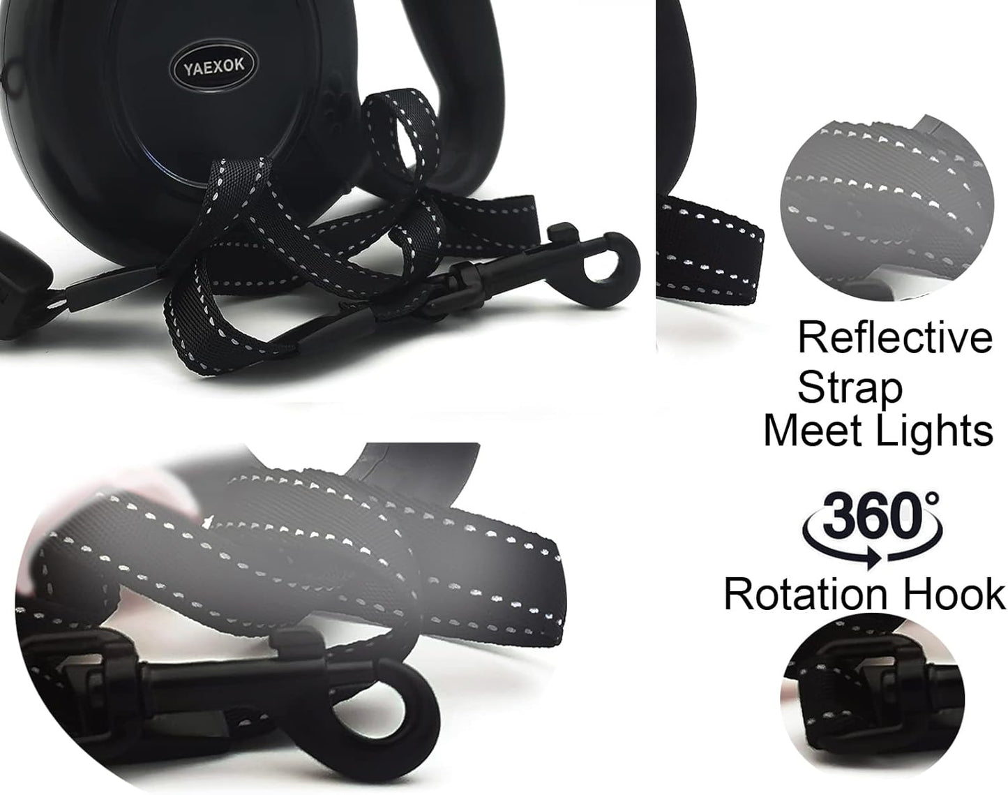 Heavy Duty Retractable Dog Leash 26Ft,Pet Long Walking Leashes Leads for Small Medium Large Dogs Doggie up to 110Lbs (Black)