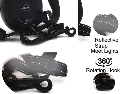 Heavy Duty Retractable Dog Leash 26Ft,Pet Long Walking Leashes Leads for Small Medium Large Dogs Doggie up to 110Lbs (Black)