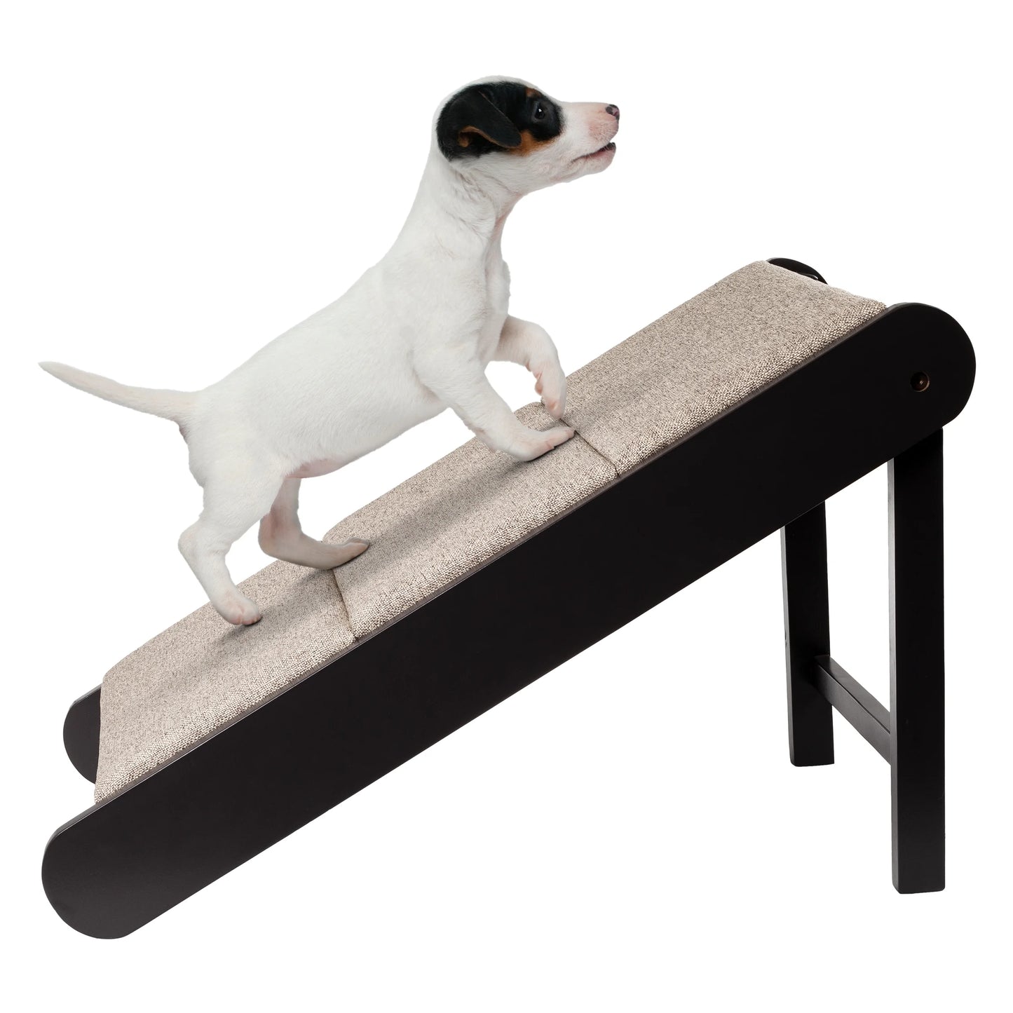 Foldable Wooden Pet Ramp for Beds, Couches, or Vehicles (Brown)