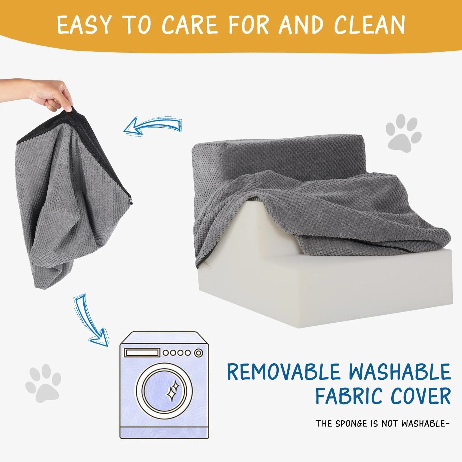 Dog Stairs for Small Dogs & Cats, Non-Slip Pet Stairs 3-Step for Chairs and Couch, Grey