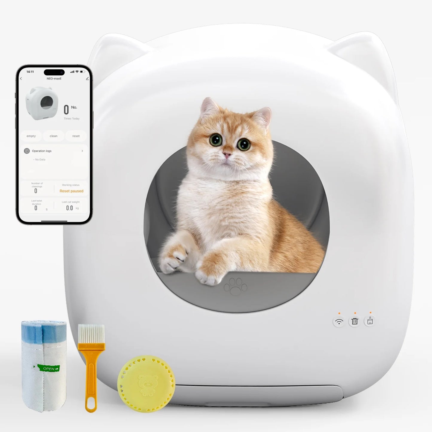 85L Self Cleaning Litter Box,Automatic Litter Box with App Control,Odor Removal,White