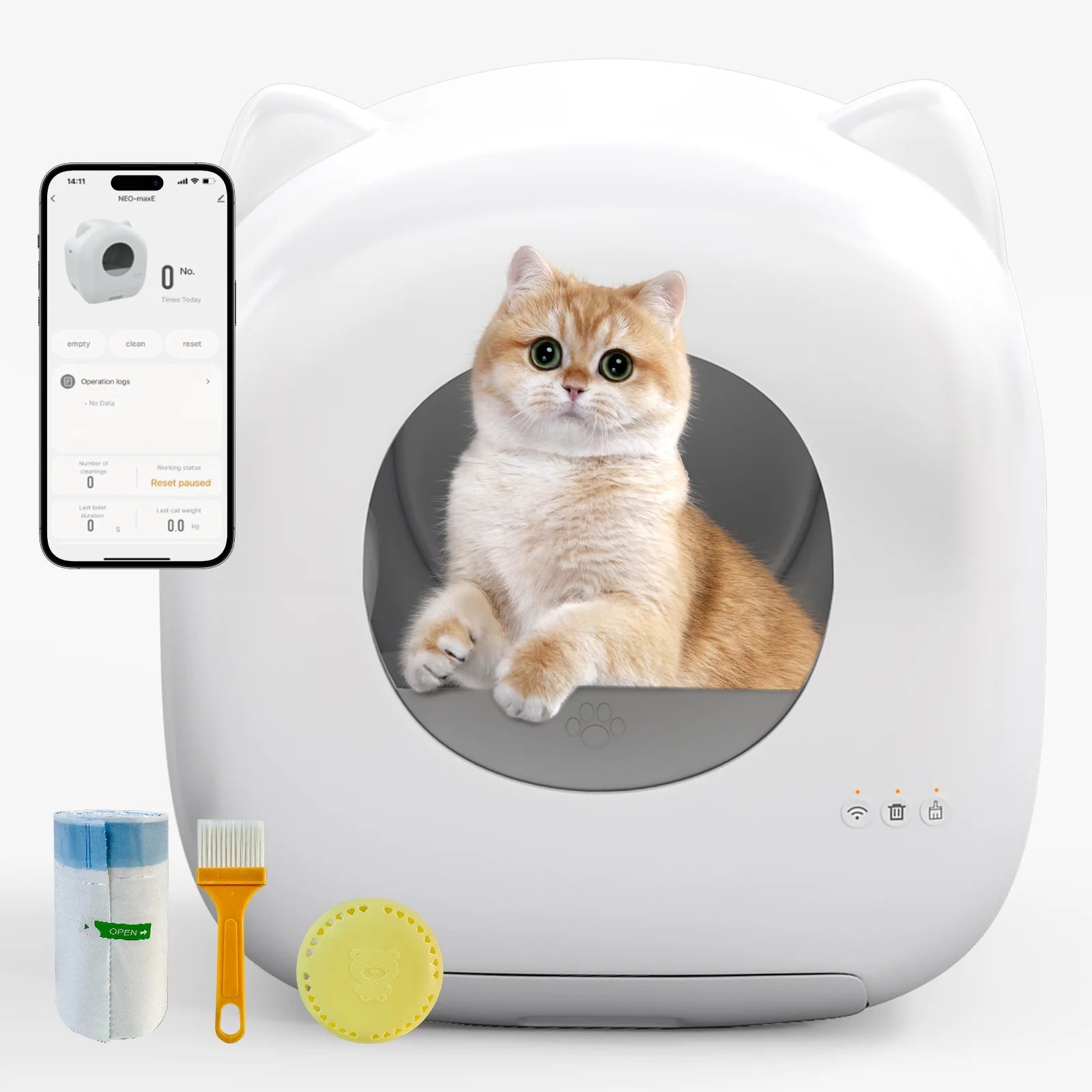85L Self Cleaning Litter Box,Automatic Litter Box with App Control,Odor Removal,White