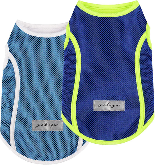 2 Pack Shirts for Dog Quick Dry Vest Boy Girl Summer, Puppy T-Shirt with Reflective Strip Sun Protection Sleeveless Cool Clothes, Breathable Cat Tank Top Pet Apparel (Blue and Turquoise, XS)