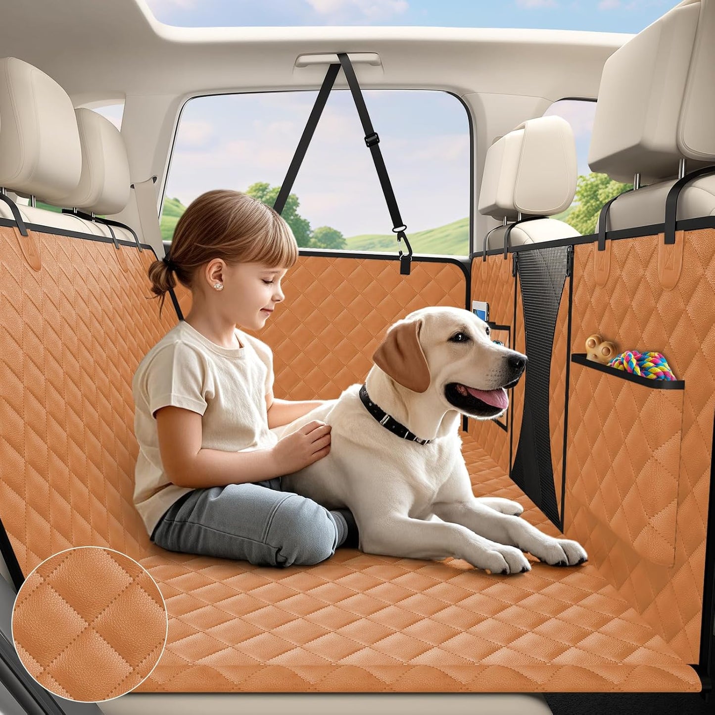 Dog Seat Cover, Waterproof Pet Car Seat Covers, Dogs Front Seat, Nonslip Heavy Duty Durable Scratch-Proof Car Seat Protector with Side Flaps, Fit Most Cars Suvs Trucks, Single