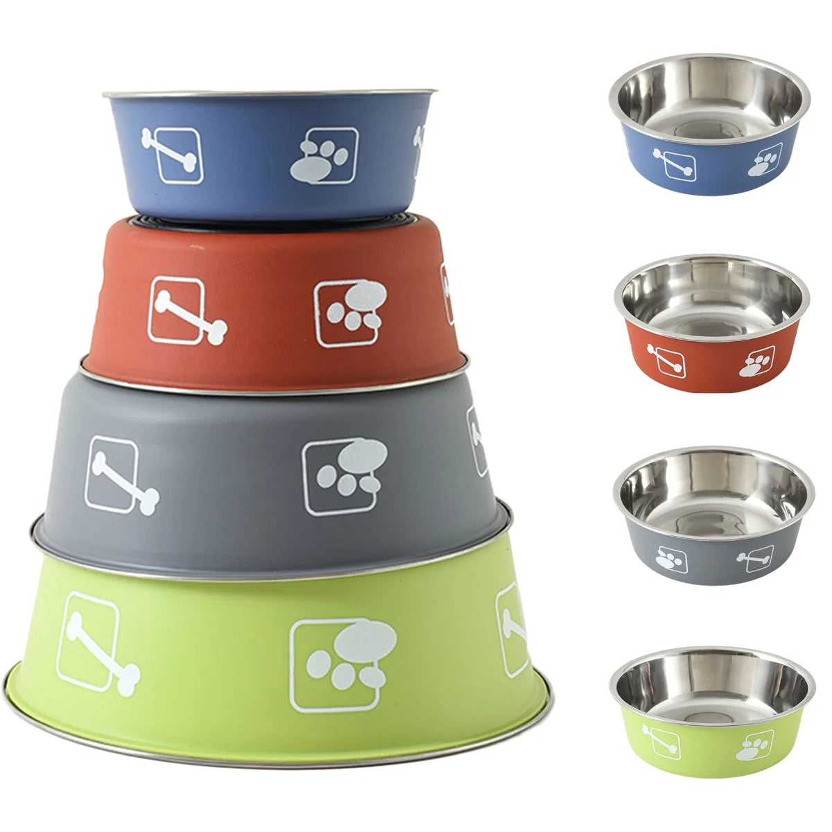 Dog Bowls Stainless Steel Dog Bowl with Non Skid Rubber Base,Durable Food Water Dishes Dog Bowls Feeder Bowl for Small Medium Dogs Cats