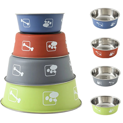Dog Bowls Stainless Steel Dog Bowl with Non Skid Rubber Base,Durable Food Water Dishes Dog Bowls Feeder Bowl for Small Medium Dogs Cats