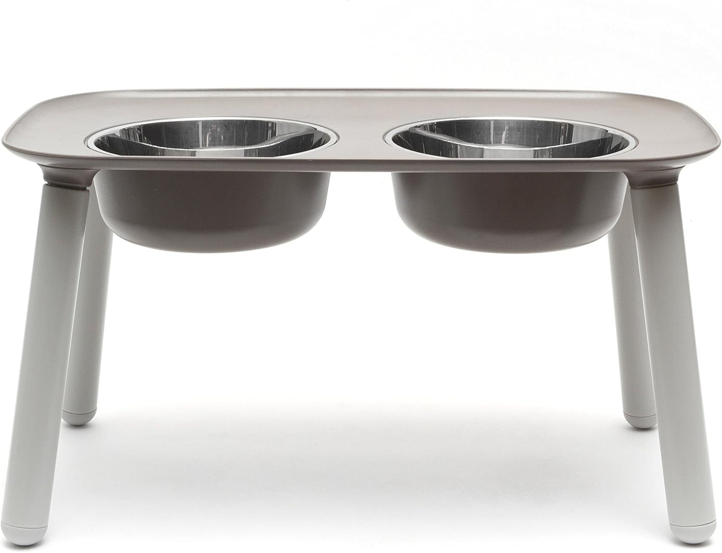 Elevated Double Feeder with Stainless Bowls | Adjustable Height 3”, 5”, or 10” | Adjustable Standing Feeder for Dogs | 5 Cups per Bowl | Dark Grey