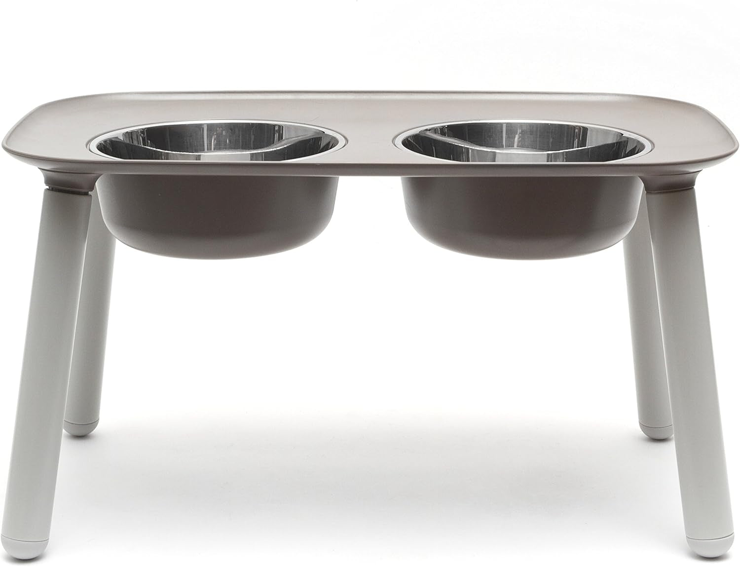 Elevated Double Feeder with Stainless Bowls | Adjustable Height 3”, 5”, or 10” | Adjustable Standing Feeder for Dogs | 5 Cups per Bowl | Dark Grey