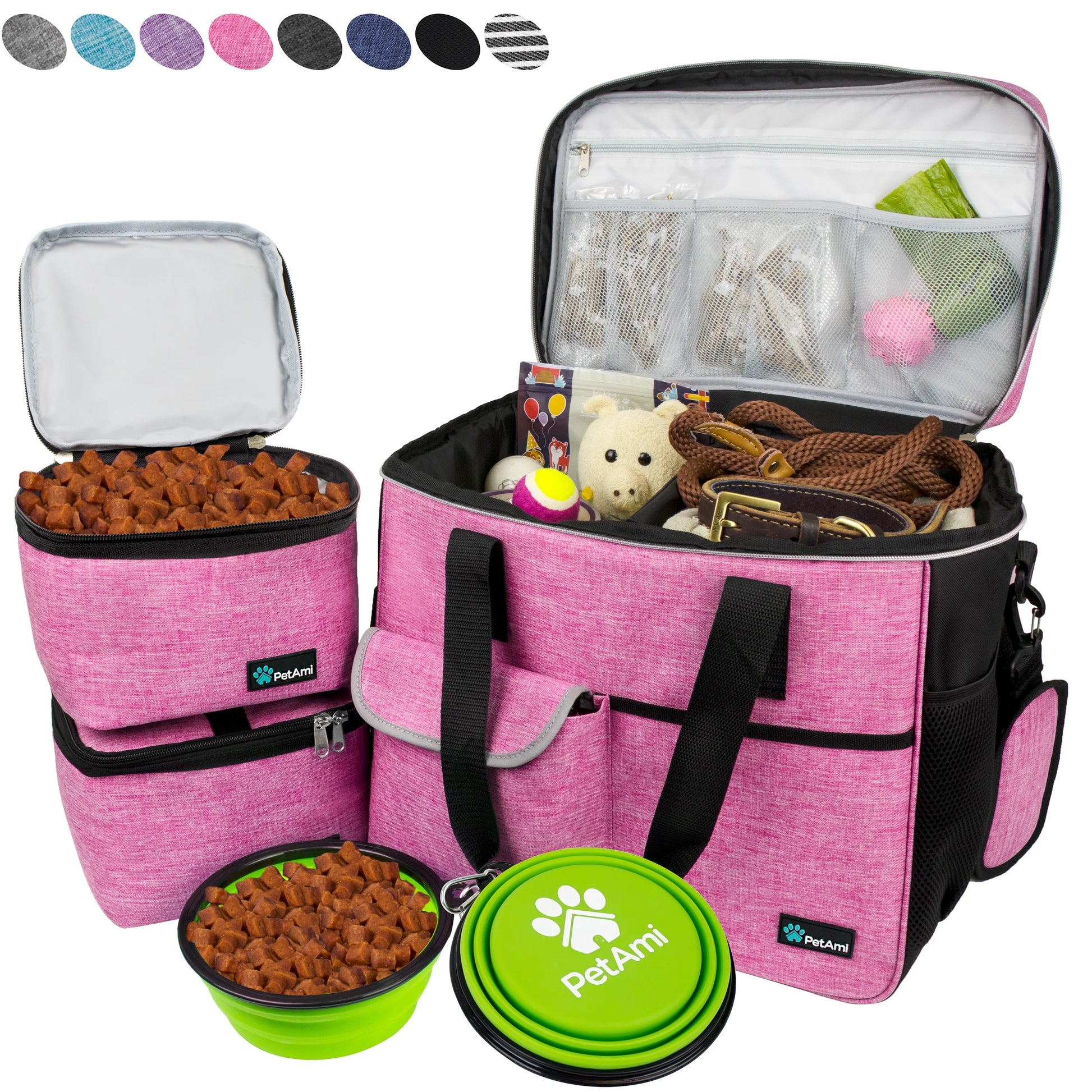 Medium Dog Travel Bag with Food Containers and Bowls, Yellow, 22 L Limit