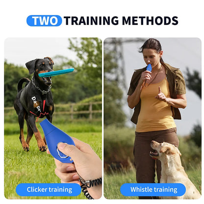 Dog Clickers for Training and Whistle 2 in 1 with Wrist Strap - Dog Training Clickers Puppy Training Clicker for Cats Birds Horses 2Pcs