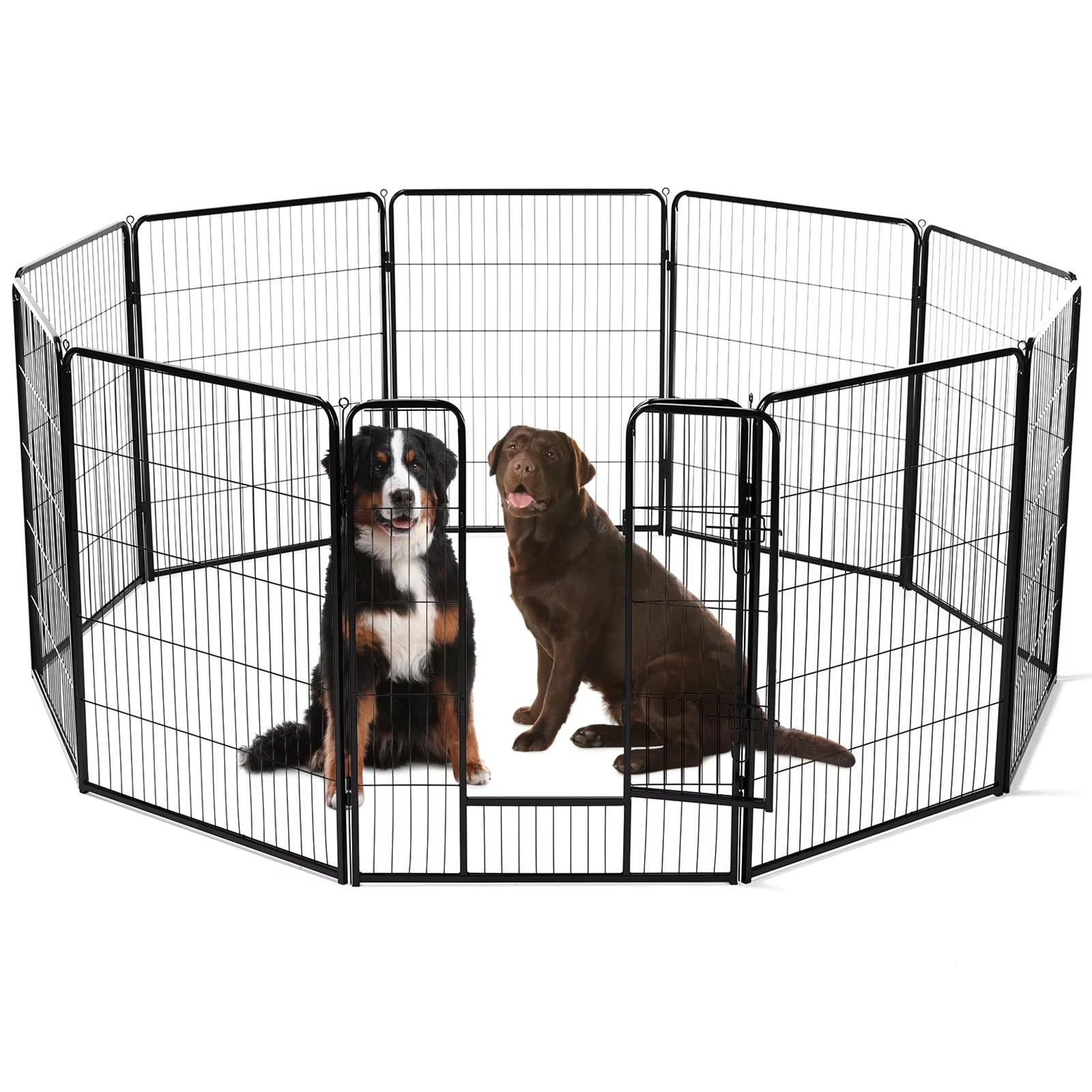 8 Panel Dog Playpen Indoor Pet Fence Exercise for Yard Gate Heavy Duty Crates with Doors Metal Dog Pen for Camping Outdoor