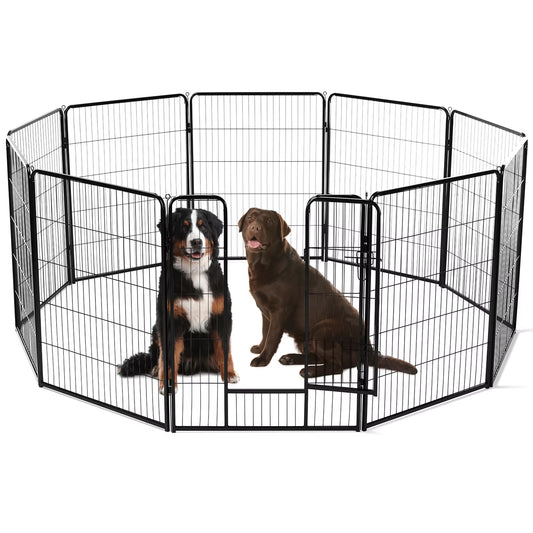 8 Panel Dog Playpen Indoor Pet Fence Exercise for Yard Gate Heavy Duty Crates with Doors Metal Dog Pen for Camping Outdoor