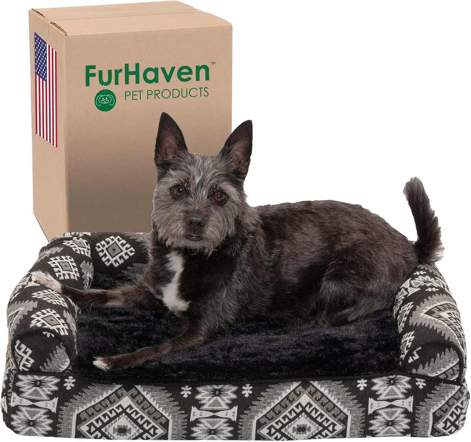 Memory Foam Dog Bed for Large Dogs W/ Removable Bolsters & Washable Cover, for Dogs up to 125 Lbs - Plush & Southwest Kilim Woven Decor Sofa - Desert Brown, Jumbo Plus/Xxl