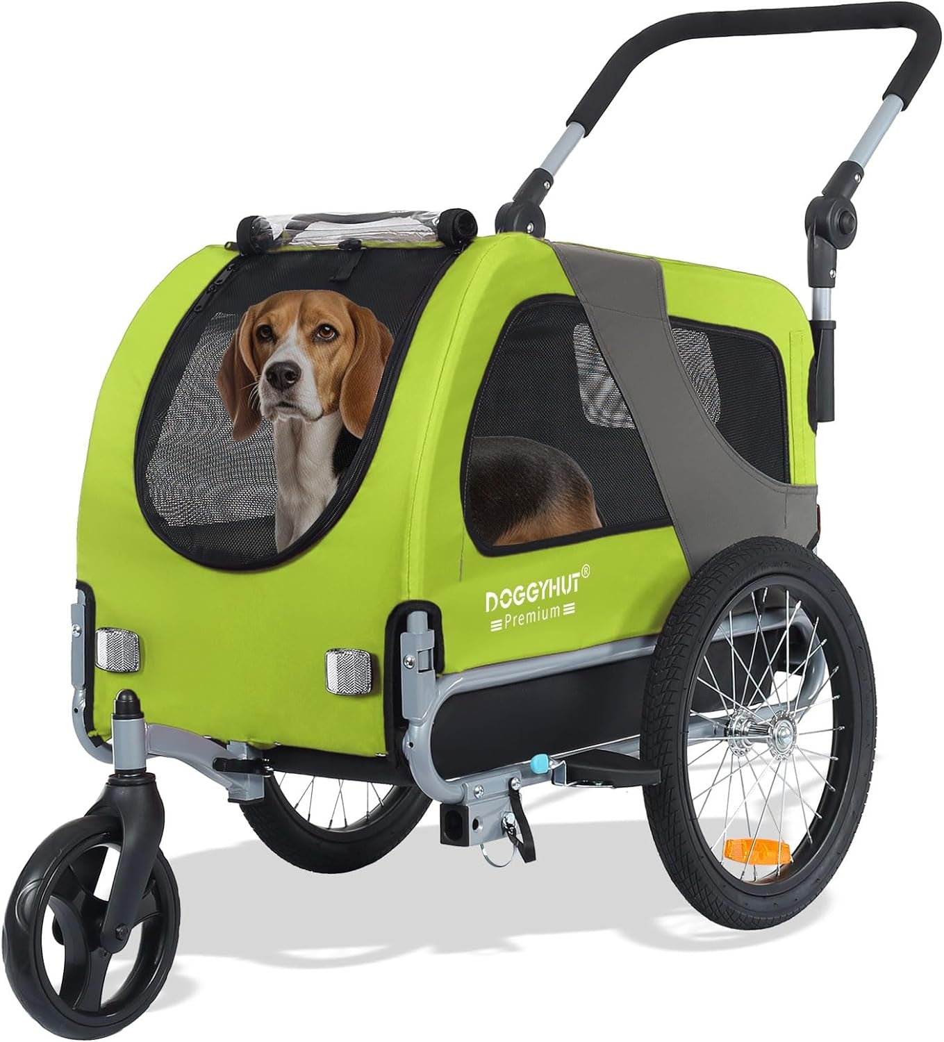 ® Premium M Pet Bike Trailer & Stroller 2-In-1,For Dogs up to 50 Lbs,Parking Brakes,Easy Folding Cart Frame, Universal Bicycle Coupler,E-Bike Friendly