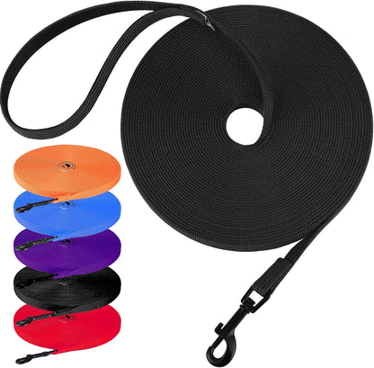 Check Cord Dog Leash Long Lead Training Tracking Line Comfortable Handle Heavy Duty Puppy Rope 10Ft 15Ft 30Ft 50Ft for Small Medium Large Dog Blue