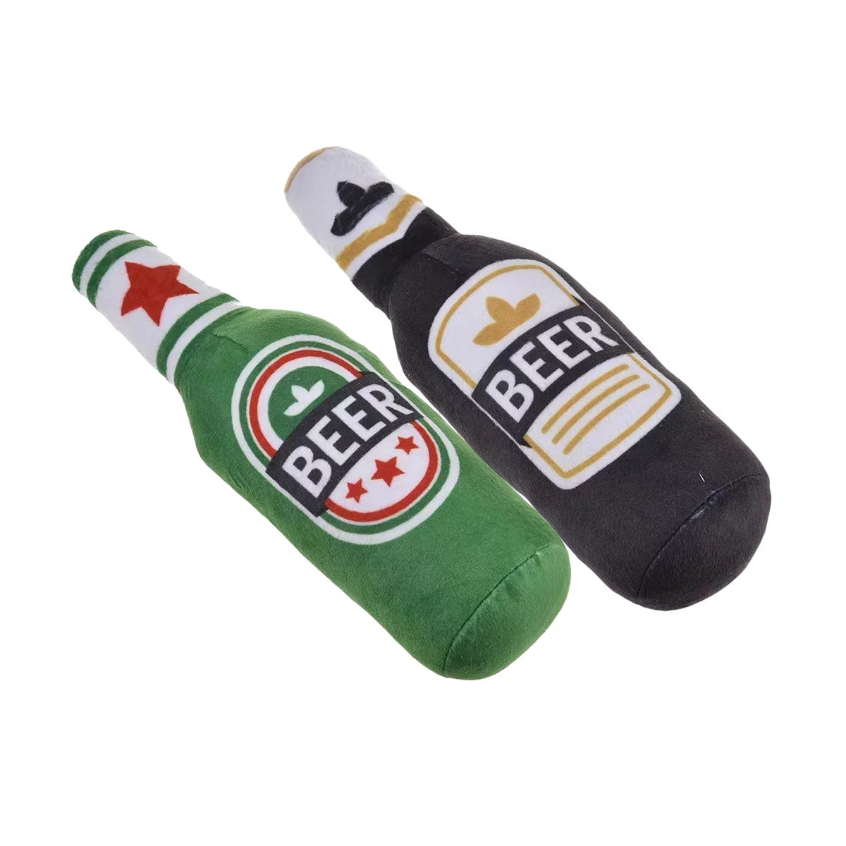 2PCS Dog Chew Toys Plush Squeaky Toys Set Puppy Pet Mutt Dog Toys, Beer Cans, Chicken Legs, Interesting Dog Toys, Dog Birthday Toys