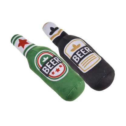 2PCS Dog Chew Toys Plush Squeaky Toys Set Puppy Pet Mutt Dog Toys, Beer Cans, Chicken Legs, Interesting Dog Toys, Dog Birthday Toys