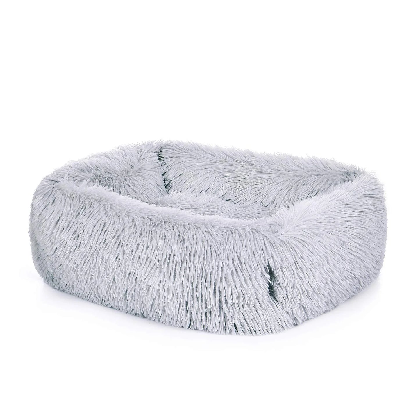 Rectangle Plush Dog Bed Cat Beds for Small Dogs,Washable Medium Pet Beds Medium（26X22X7In,Under 25 Lbs）, Lightgrey