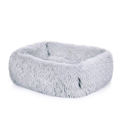Rectangle Plush Dog Bed Cat Beds for Small Dogs,Washable Medium Pet Beds Medium（26X22X7In,Under 25 Lbs）, Lightgrey