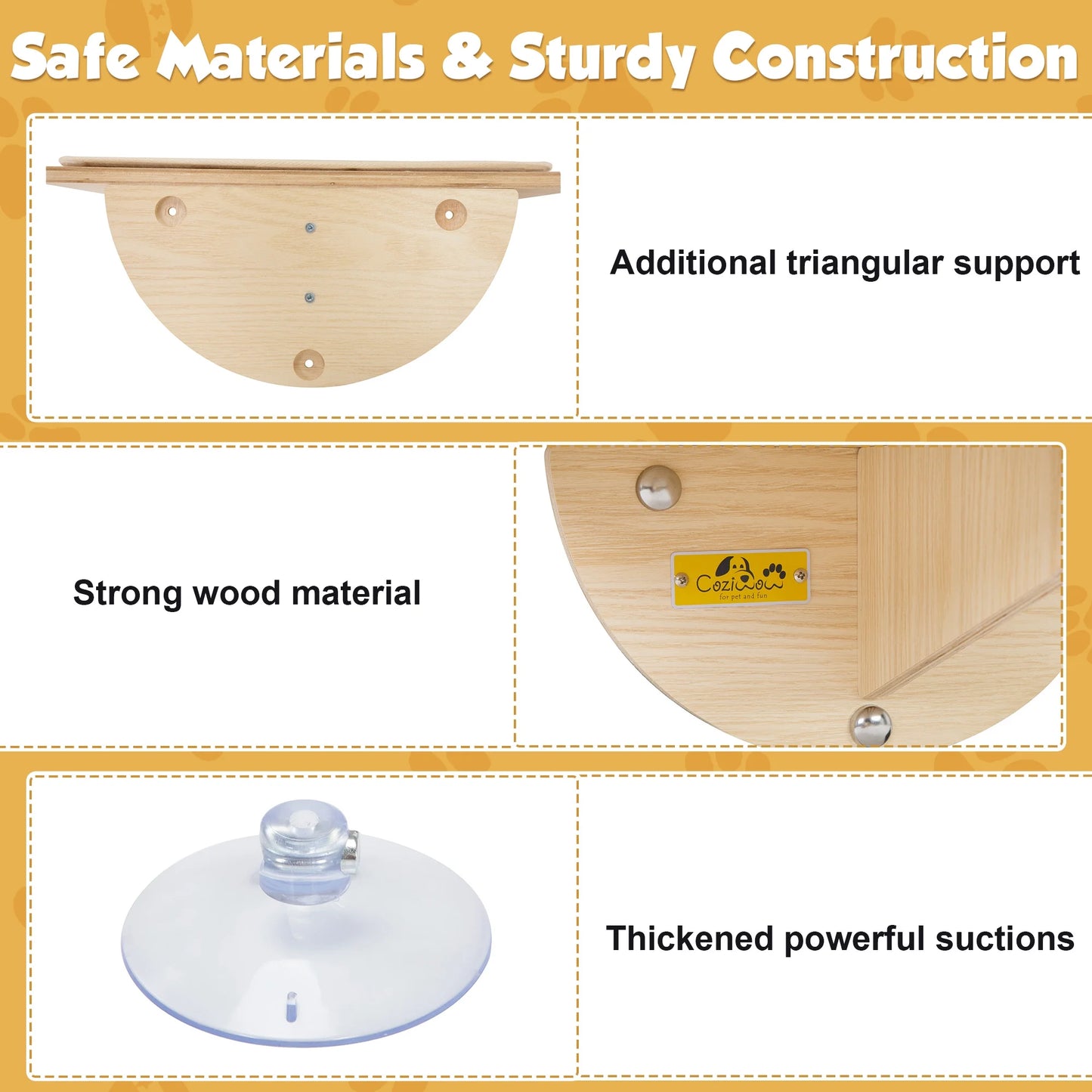 Cat Window Perch Cat Hammock Window Seat W/ Strong Suction Cups, Holds up to 22 Lbs