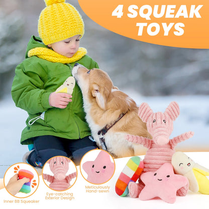 Dog Toys for Small Dogs ,10 Pack Puppy Chew Toys for Teething and Training with Plush Squeaky Toys, Treat Ball and Rope Toys to Keep Them Busy,Pink Pig