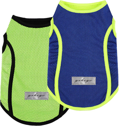 2 Pack Shirts for Dog Quick Dry Vest Boy Girl Summer, Puppy T-Shirt with Reflective Strip Sun Protection Sleeveless Cool Clothes, Breathable Cat Tank Top Pet Apparel (Blue and Turquoise, XS)
