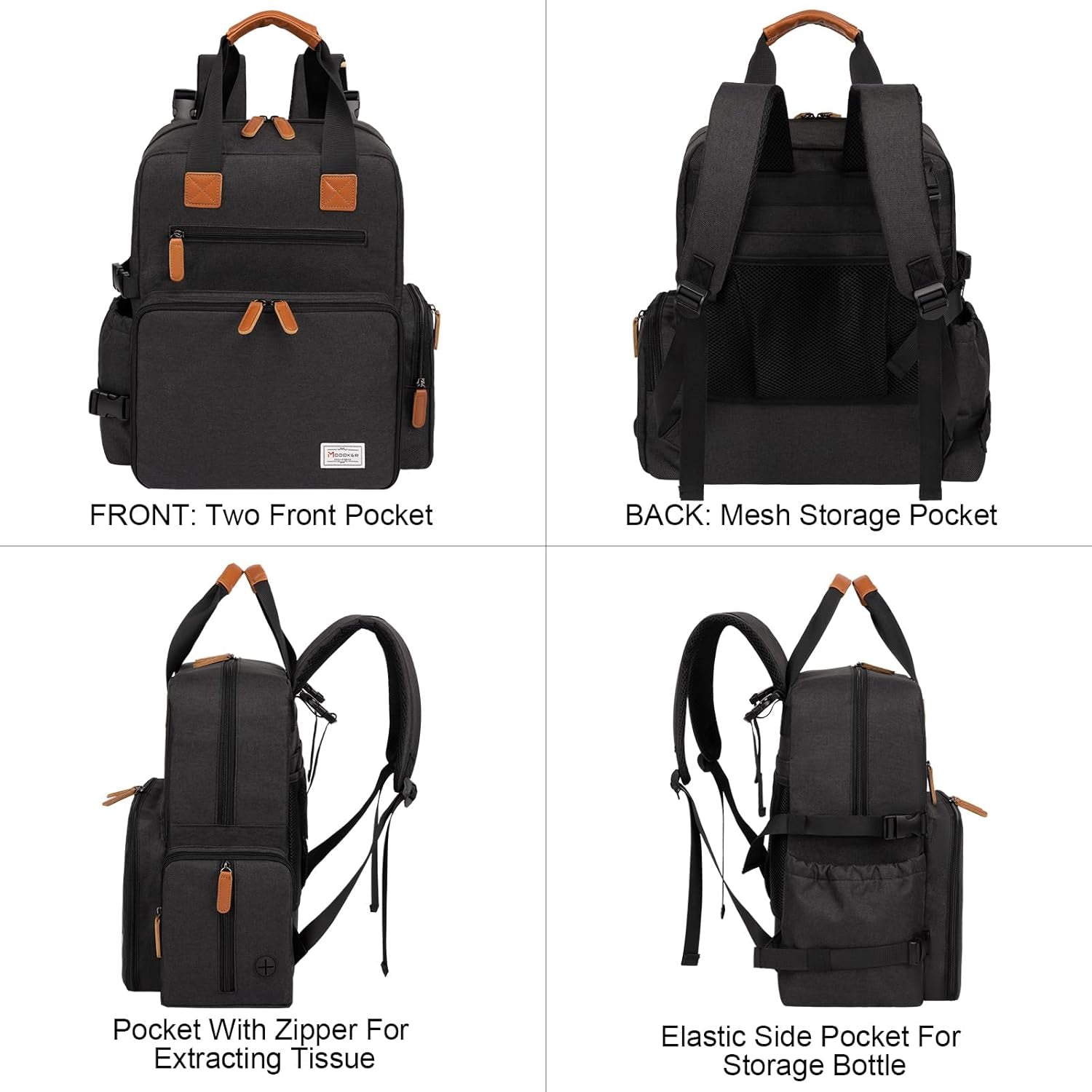 Dog Travel Bag - Airline Approved Backpack for Pet Accessories Organizer, Tote Weekend Bag with 2 Dog Food Containers, 2 Collapsible Bowls, 1 Pet Mat, Black