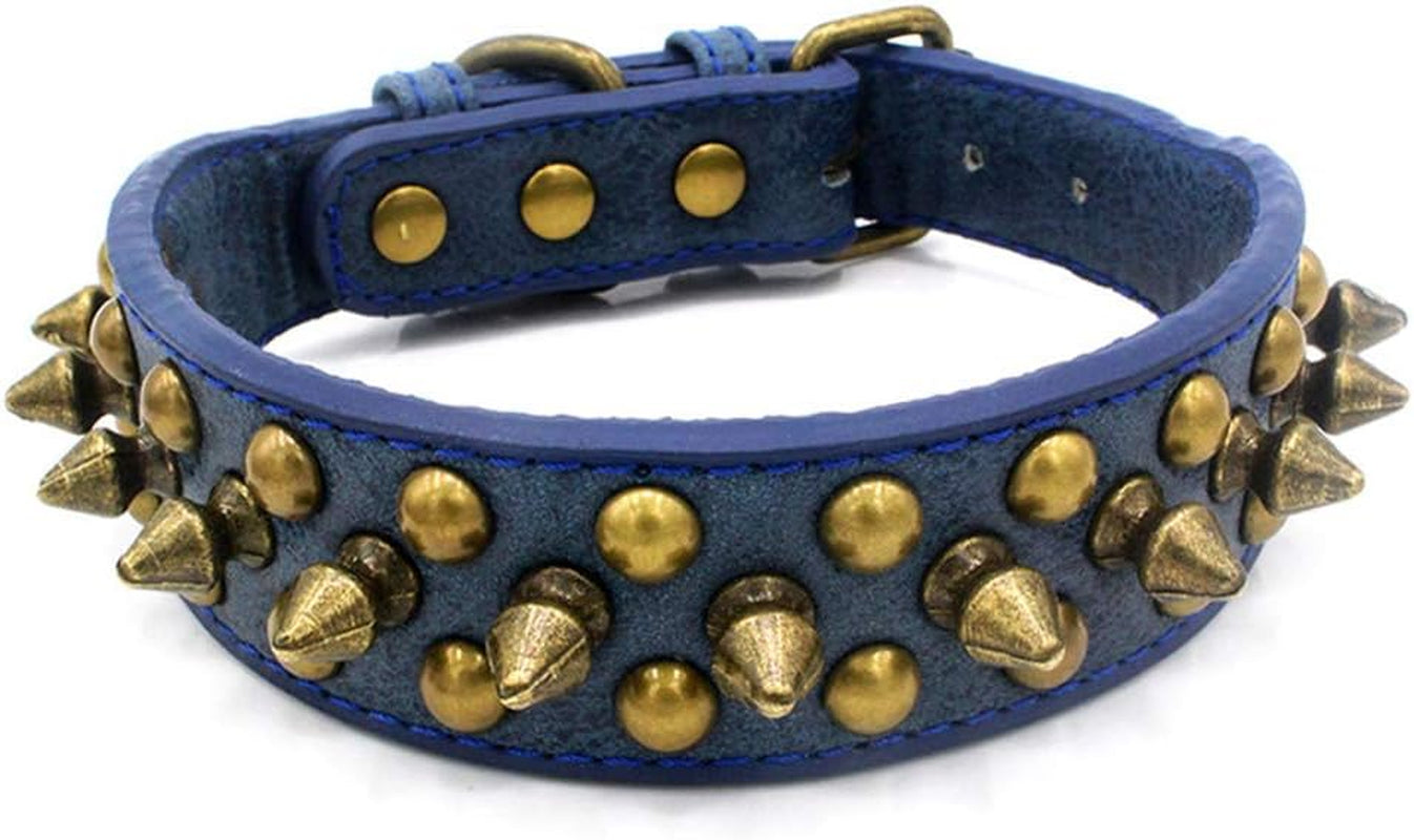 Mushrooms Spiked Rivet Studded Adjustable Pu Leather Pet Collars for Cats Puppy Dogs