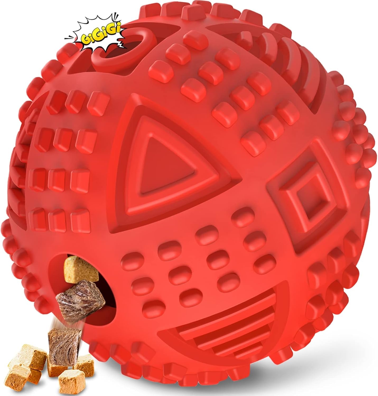 Dog Balls Treat Dispensing Dog Toys for Aggressive Chewers Large Breed, Nearly Indestructible Squeaky Puppy Chew Toys for Largebreeds, Natural Rubber Doggie Puzzle Toys, Pet Treat Ball