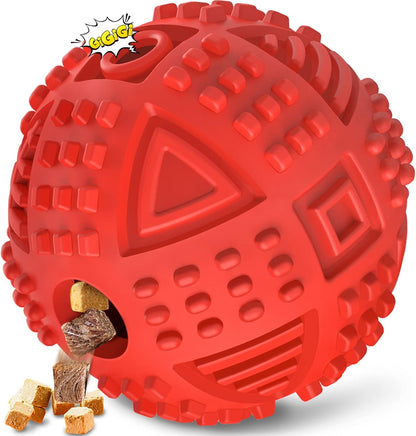 Dog Balls Treat Dispensing Dog Toys for Aggressive Chewers Large Breed, Nearly Indestructible Squeaky Puppy Chew Toys for Largebreeds, Natural Rubber Doggie Puzzle Toys, Pet Treat Ball
