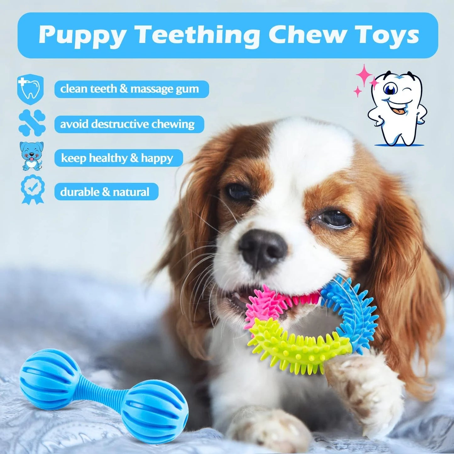 Puppy Toys for Teething Small Dogs, Dog Toys for Small Dogs, Puppy Teething Chew Toys, Small Dog Toys Pack with Stuffed Squeaky Toys, Dog Ball, Ring Toy, Rope Toy, Dog