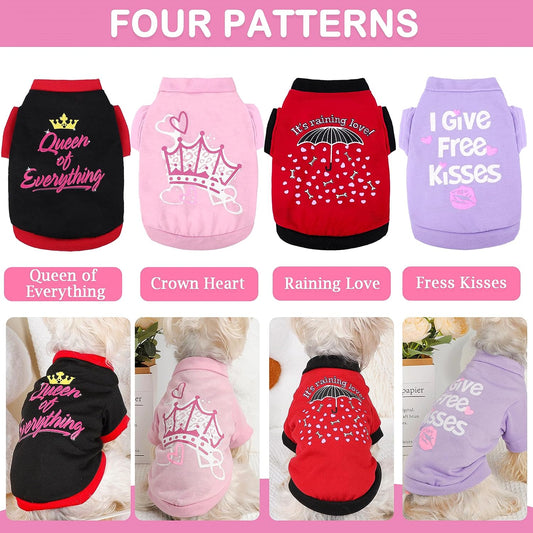Set of 4 Dog Clothes for Small Dogs Girl - Yorkie Clothes - Small Dog Clothes Female Soft Dog Tshirts Pink Cute Pet Clothes Dog Outfits for Small Dogs Clothing Small Dog Shits