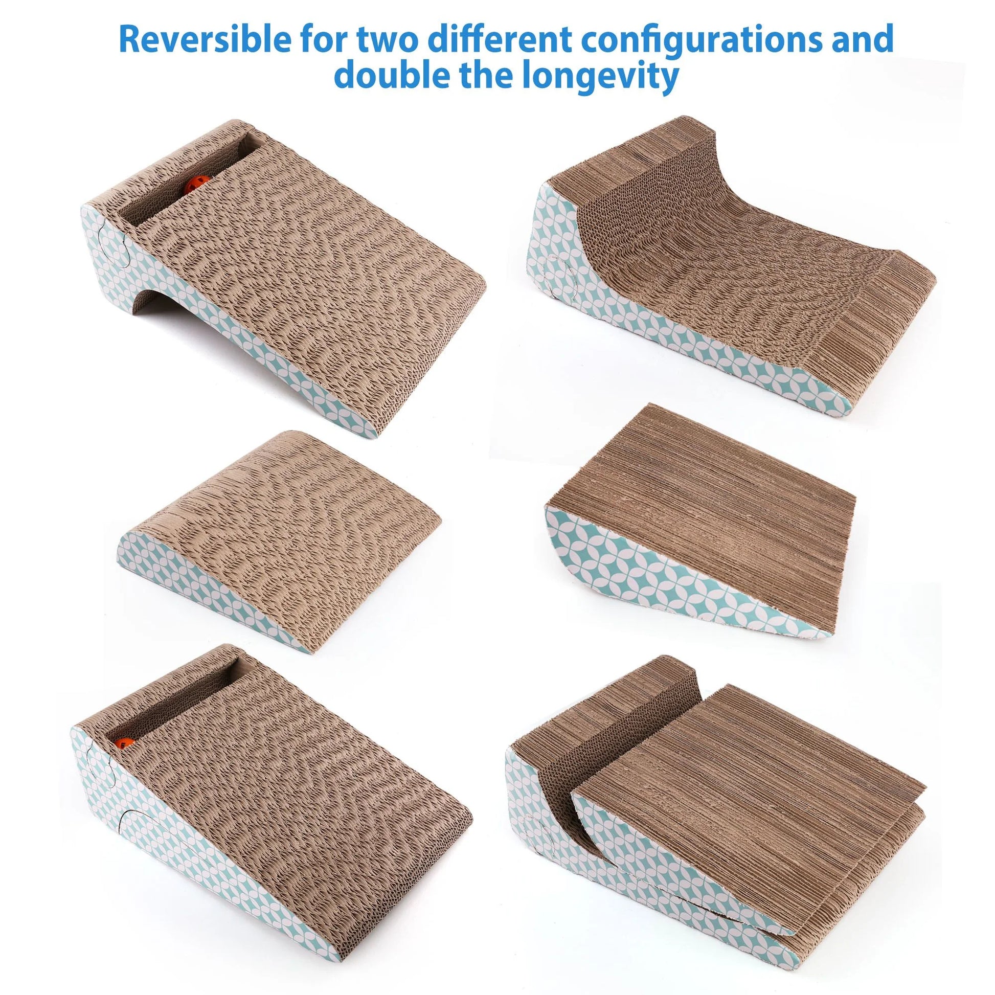 2-In-1 Cat Scratcher Cardboard, Corrugate Cat Scratch Pad with Ball Toy, Catnip, Removable