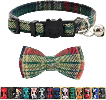 Cat Collar Bowtie with Bell, Quick Release Buckle Safety and Durable Kitties Kittens Cats Breakaway Collar(6.8-10.8In) (Camouflage 2)