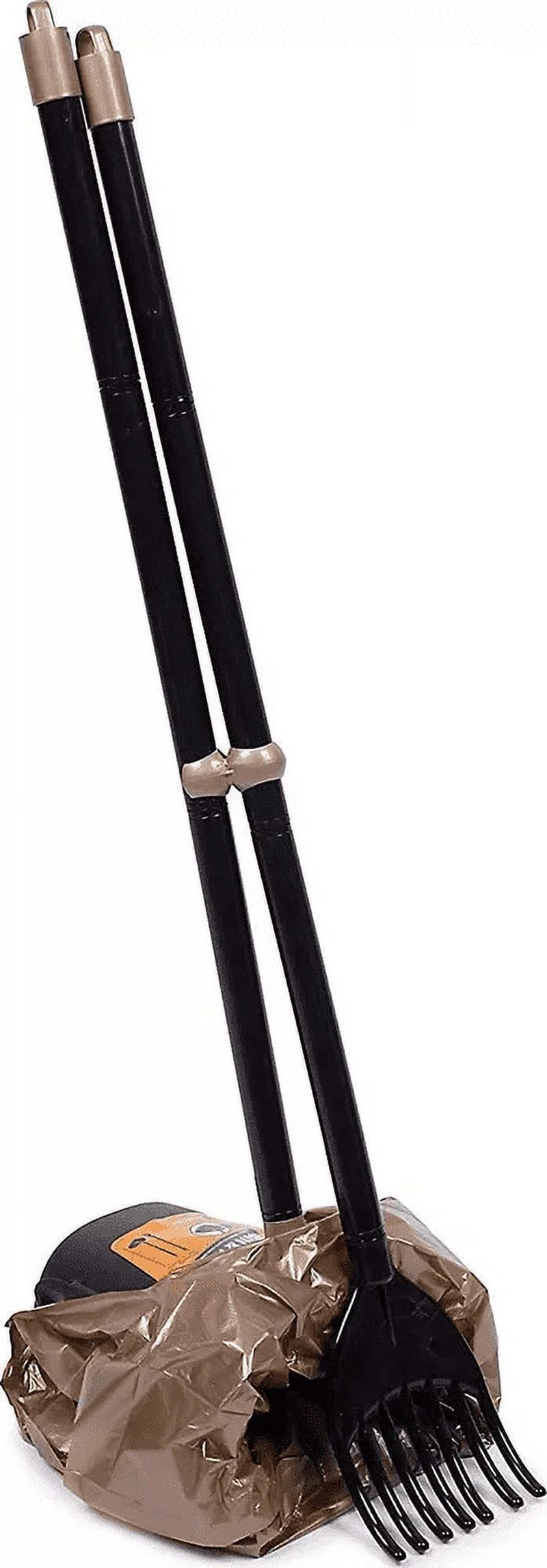 Pooper Scooper Swivel Bin and Rake Dog Poop Scooper with 2 Odor Eliminating Bags, Black