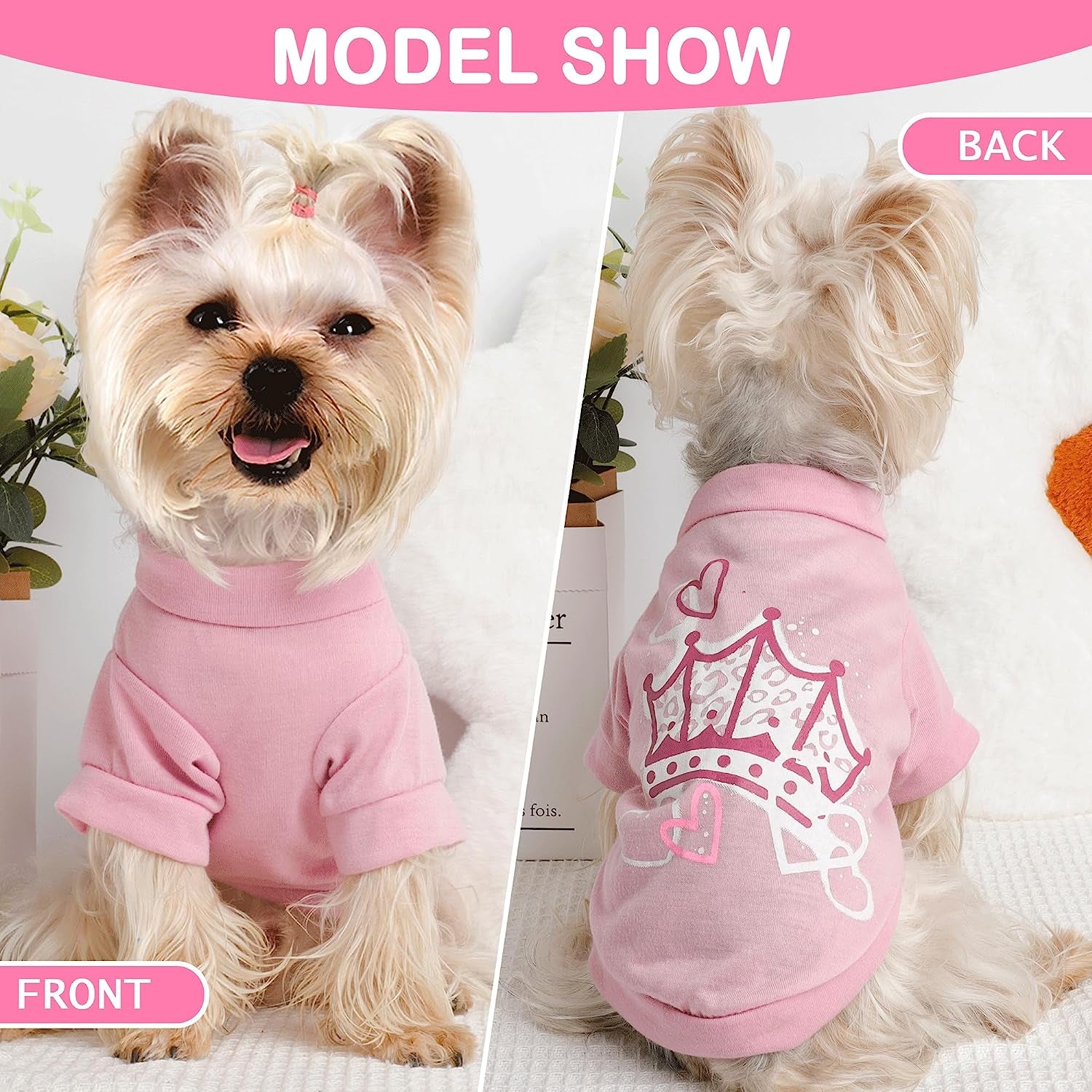 Set of 4 Dog Clothes for Small Dogs Girl - Yorkie Clothes - Small Dog Clothes Female Soft Dog Tshirts Pink Cute Pet Clothes Dog Outfits for Small Dogs Clothing Small Dog Shits
