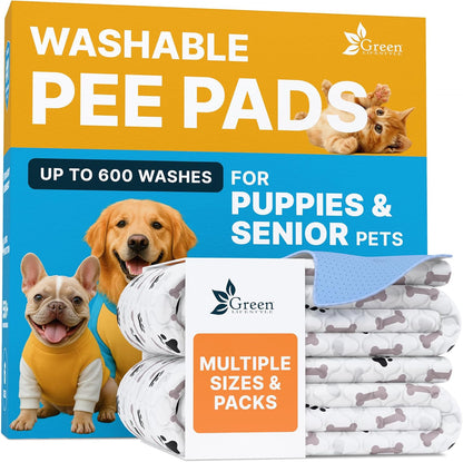 Washable Pee Pads for Dogs - Waterproof Reusable Puppy Pads with Anti-Slip Backing, Pet Training Pad for Puppy Playpen, Crate, Whelping Box, Potty Training (Pack of 6 - 30X34)