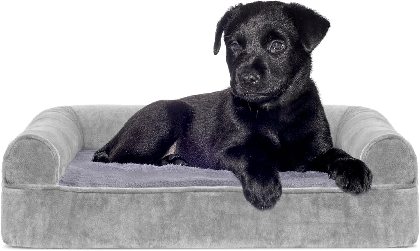 Memory Foam Dog Bed for Large Dogs W/ Removable Bolsters & Washable Cover, for Dogs up to 125 Lbs - Plush & Southwest Kilim Woven Decor Sofa - Desert Brown, Jumbo Plus/Xxl