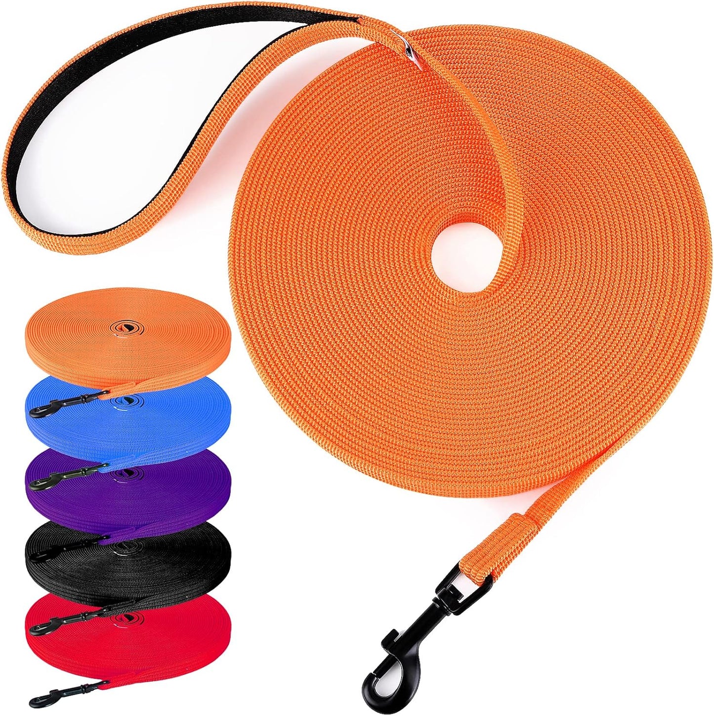 Check Cord Dog Leash Long Lead Training Tracking Line Comfortable Handle Heavy Duty Puppy Rope 10Ft 15Ft 30Ft 50Ft for Small Medium Large Dog Blue