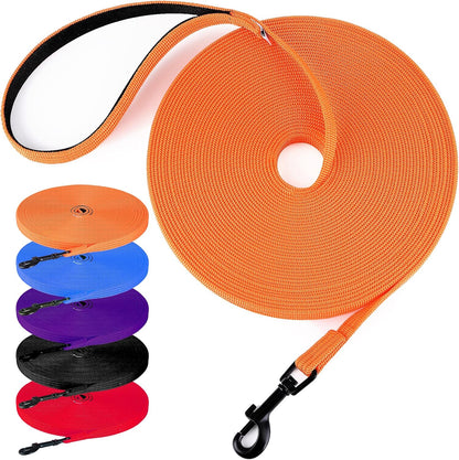 Check Cord Dog Leash Long Lead Training Tracking Line Comfortable Handle Heavy Duty Puppy Rope 10Ft 15Ft 30Ft 50Ft for Small Medium Large Dog Blue