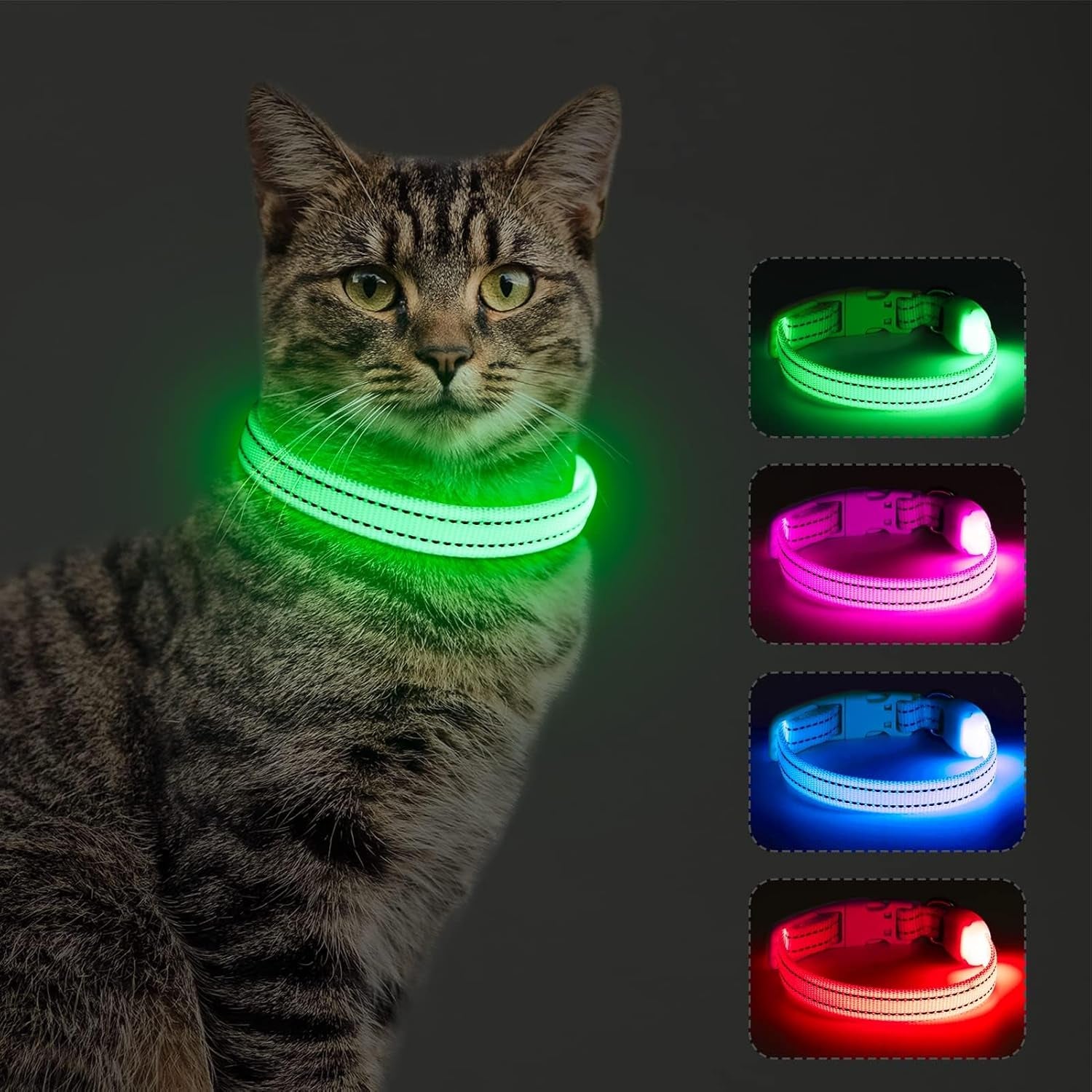 Light up Dog Collar - Rechargeable Puppy Collar Glow in the Dark LED Dog Collar Lights for Small Dogs & Cats (X-Small, Blue)