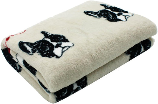Fluffy Flannel Fleece Pet Dog Bed Throw Blanket Cover for Couch, 29.5 X 39.5 Inches Cute Animals Design Doggy Blankets for Small Medium Puppy Cats (Beige, Bulldog)