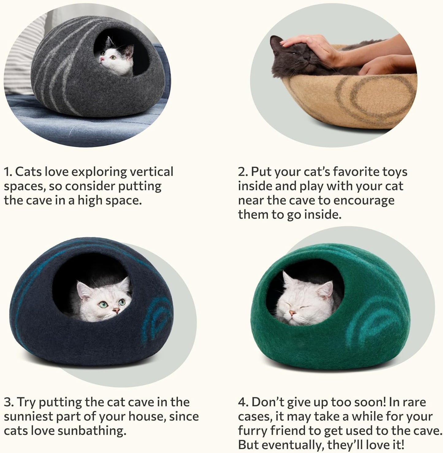 Cat Enclosure – Premium Felt Cat Enclosure for Indoor Cats, Handmade 100% Merino Wool