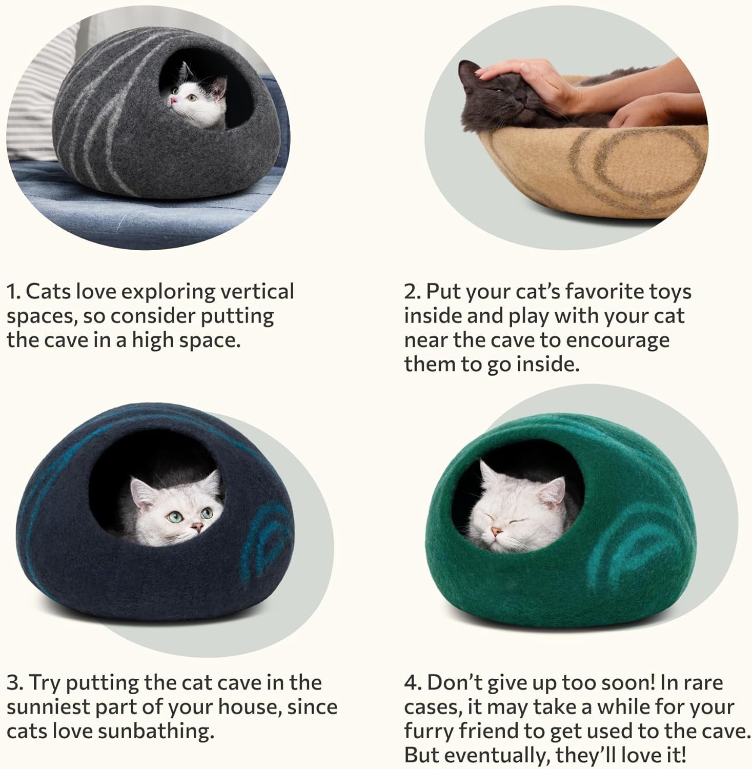 Cat Enclosure – Premium Felt Cat Enclosure for Indoor Cats, Handmade 100% Merino Wool