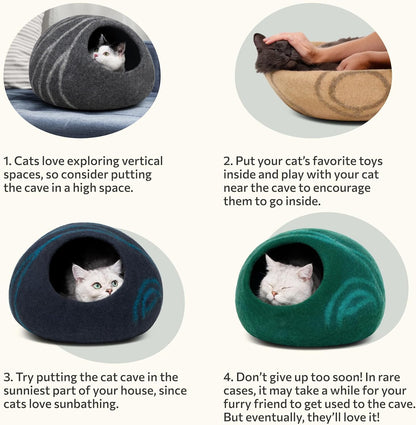 Cat Enclosure – Premium Felt Cat Enclosure for Indoor Cats, Handmade 100% Merino Wool