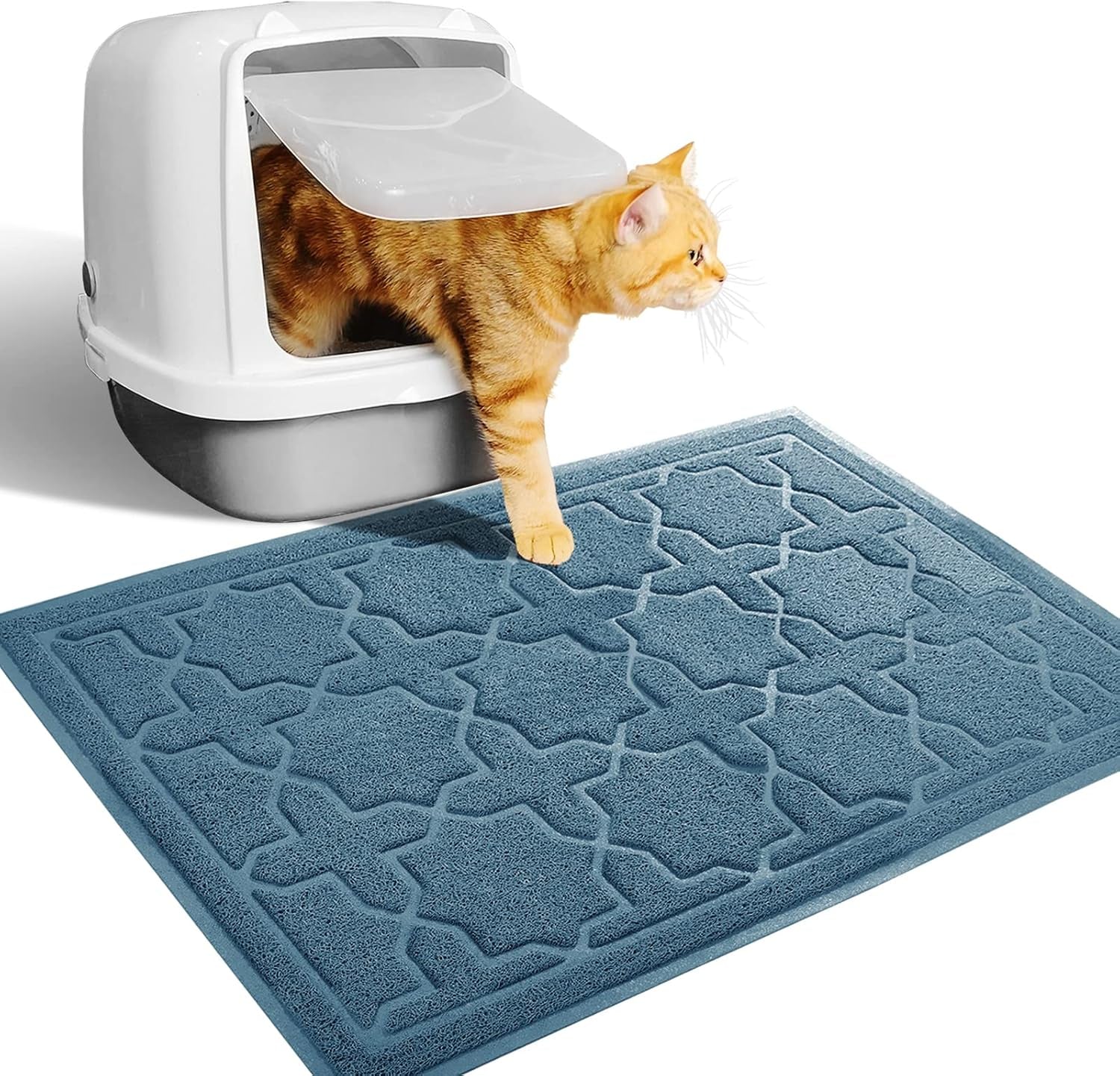 Cat Litter Mat, 35.4"X23.6" Litter Box Mat with Litter Lock Mesh, Soft Cat Litter Mat Litter Trapping Mat, Easy to Clean, Non-Slip, Water Resistant, Litter Free Floors, Dark Grey