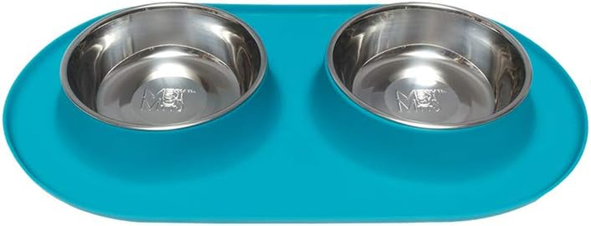 Double Silicone Feeder with Stainless Bowls | Non-Skid Food Dishes for Dogs for All Pets | Dog Food Bowls | Large, 3 Cups per Bowl | Blue