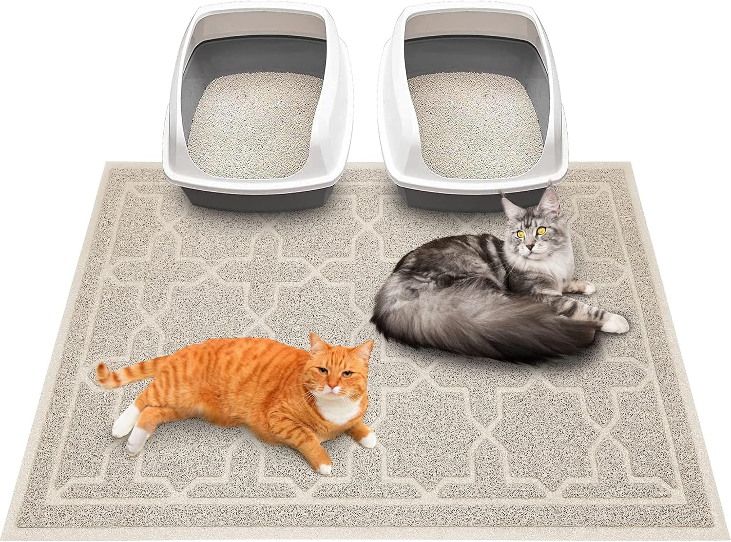 Cat Litter Mat, 35.4"X23.6" Litter Box Mat with Litter Lock Mesh, Soft Cat Litter Mat Litter Trapping Mat, Easy to Clean, Non-Slip, Water Resistant, Litter Free Floors, Dark Grey