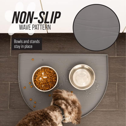 Fountain Mat, Silicone Water Mat Designed for Pet Fountains, Dog Gravity Water Bowls, Mats for Automatic Dispensing Cat Feeders up to 14" Diameter (Large - 26 X 25 Inches, Black)