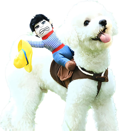 Dog Halloween Costume Funny Dog Cowboy Riding Costume Pet Costume Cat Suit Cowboy Rider Style for Small Medium Large Dogs (Cowboy, Medium)